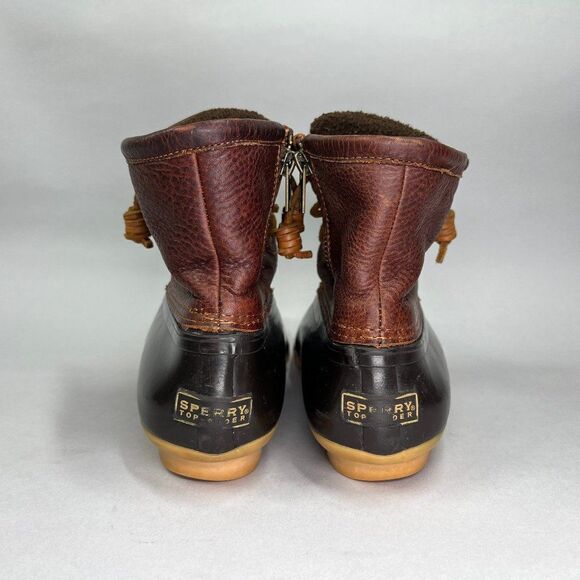 Sperry Women's Size 7.5 Saltwater Brown Leather Duck Boots - Picture 6 of 13